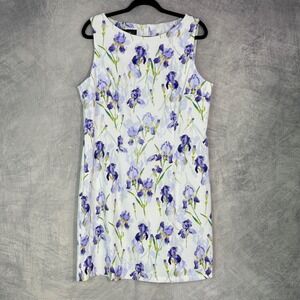New NWT Alyx Dress Womens sz 18 White Purple Iris Floral Sheath Dress Easter